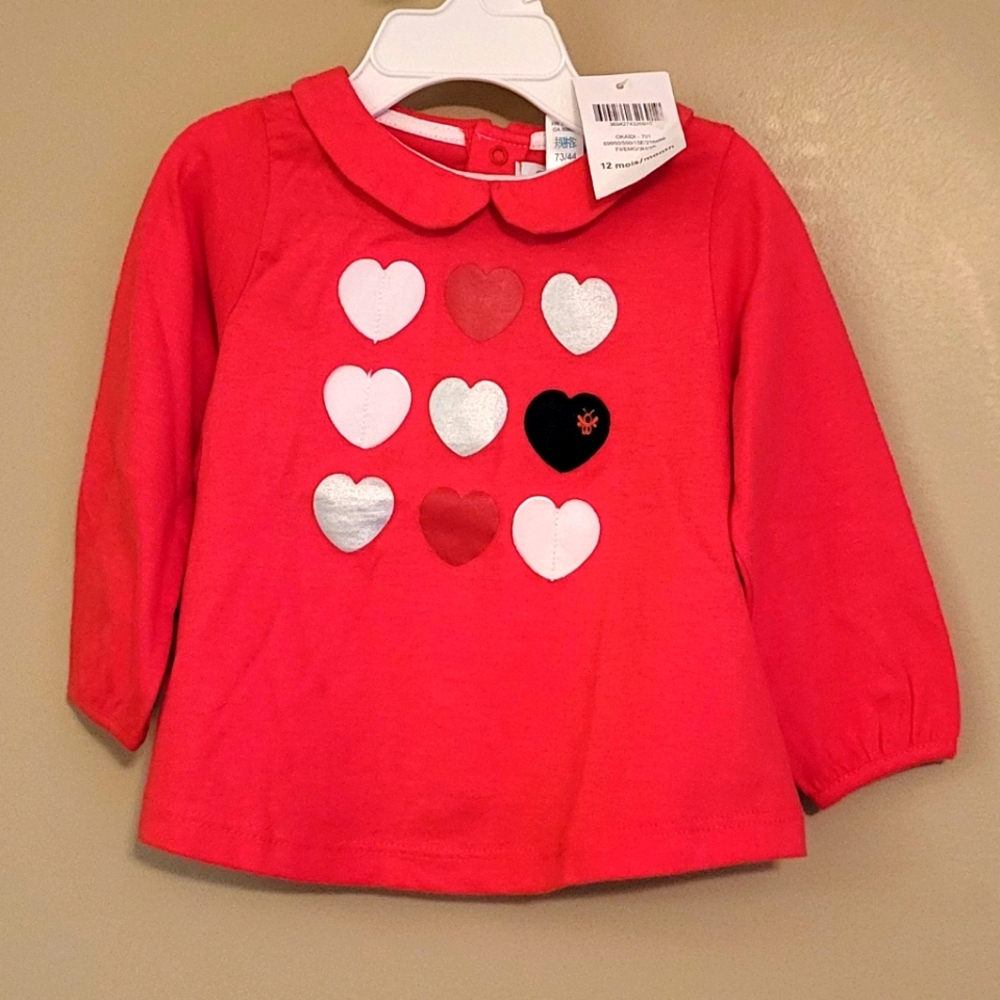 NWT red top with heart pattern
